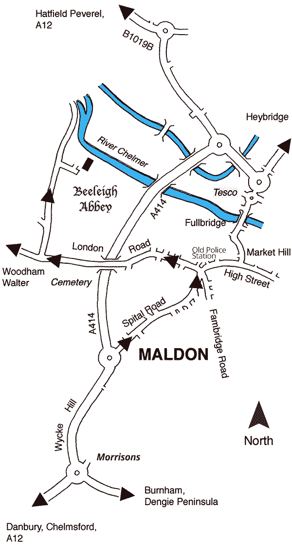 Map of directions to Beeleigh Abbey