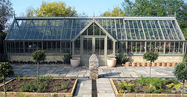 The new glasshouse in the gardens of Beeleigh Abbey